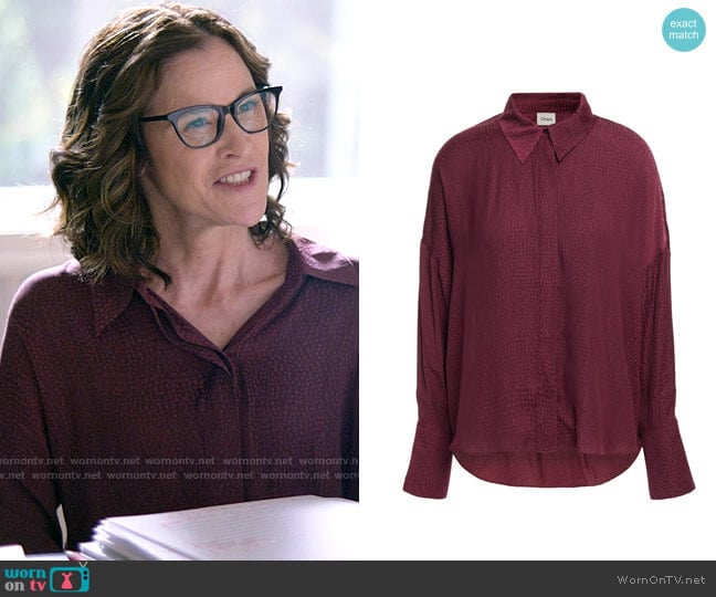 Charli Irene Satin Jacquard Shirt worn by Carol (Ally Sheedy) on Single Drunk Female