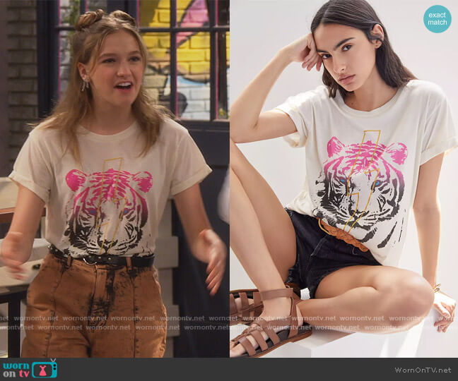 Tiger Bolt Graphic Tee by Chaser worn by Presley (Jayden Bartels) on Side Hustle