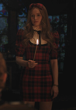 Cheryl's red plaid mini dress with tie on Riverdale
