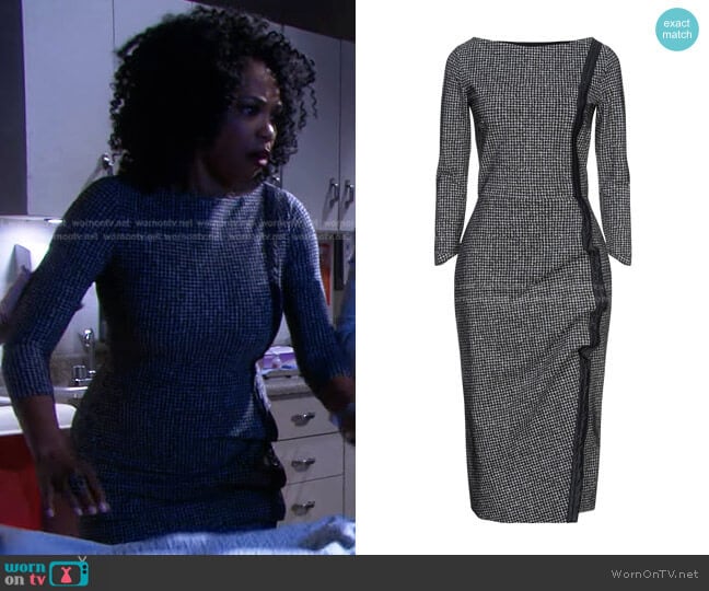 Bodice Midi Dress by Chiara Boni La Petite Robe worn by Valerie Grant (Vanessa Williams) on Days of our Lives