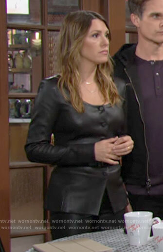 Chloe’s leather button front top on The Young and the Restless