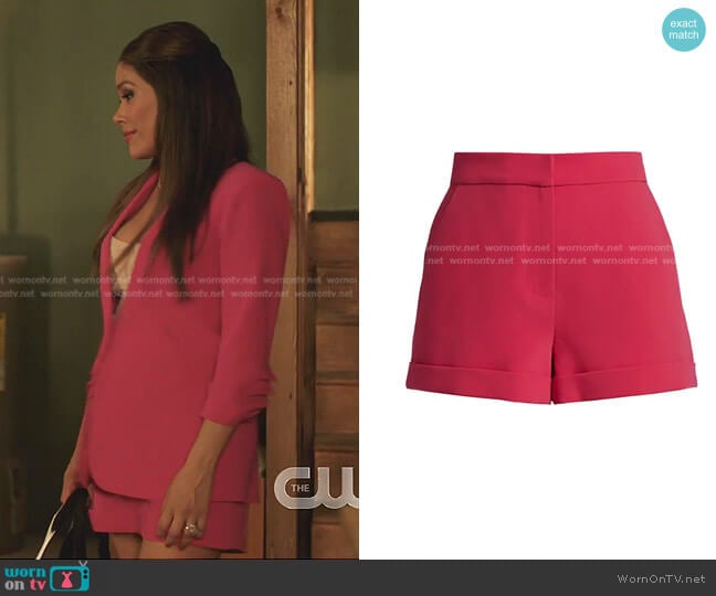 Elaine Crepe Shorts in Raspberry by Cinq a Sept  worn by Rita (Daniella Alonso) on Dynasty