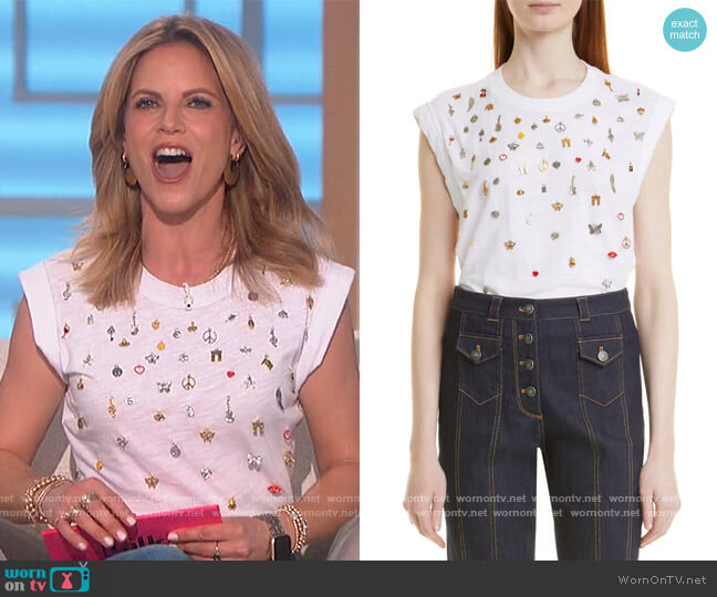 Charm Bella T-Shirt by Cinq a Sept worn by Natalie Morales on The Talk