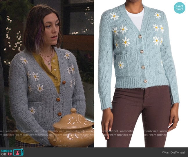 Daisy Embroidered Knit Cardigan by Cliche worn by Sarah (Caitlin McGee) on Home Economics