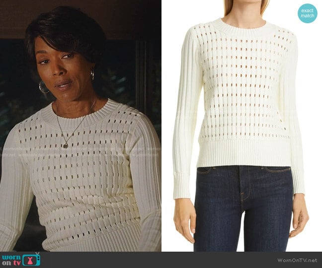 Open Stitch Crewneck Sweater by Club Monaco worn by Athena Grant (Angela Bassett) on 9-1-1