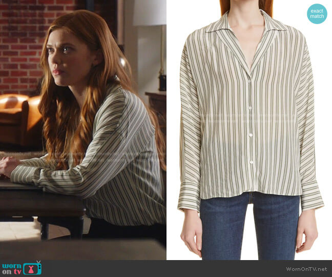 Signature Silk Dolman Button-Up Shirt by Club Monaco worn by Taylor Kelly ( Megan West) on 9-1-1