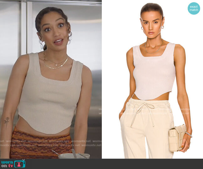 Ribbed Cotton Top by Cotton Citizen worn by Olivia Baker (Samantha Logan) on All American