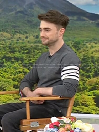 Daniel Radcliffe’s grey striped-sleeve sweater on Today