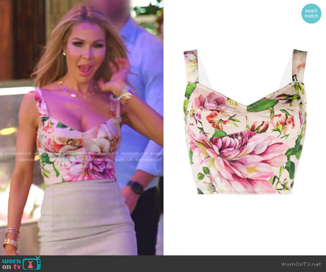 Floral Print Bustier Top by Dolce & Gabbana worn by Lisa Hochstein  on The Real Housewives of Miami