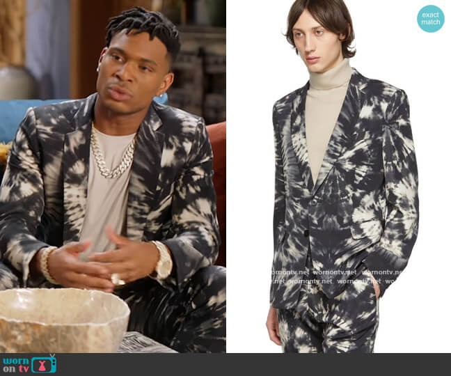 Tie Dye Blazer by Dries van Noten worn by Christian King (Ashlee Brian) on The Kings of Napa