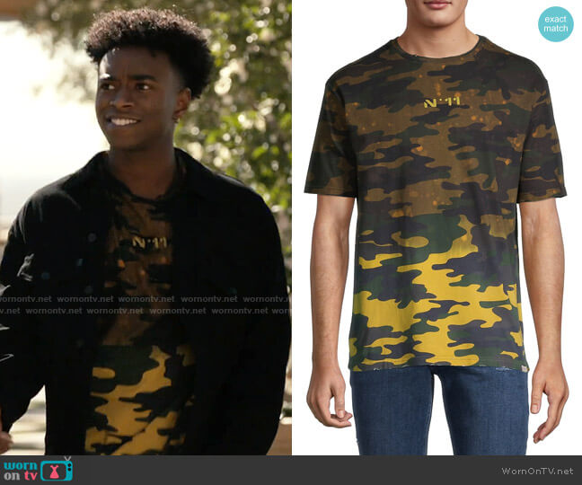 Eleven Paris Camo T-Shirt worn by Tray Melbert (Stevonte Hart) on Bel-Air