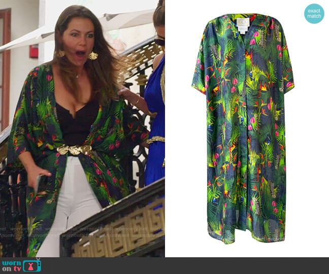 Blossom Jungle Silk Coverup Dress by E.L.K. worn by Julia Lemigova (Julia Lemigova) on The Real Housewives of Miami