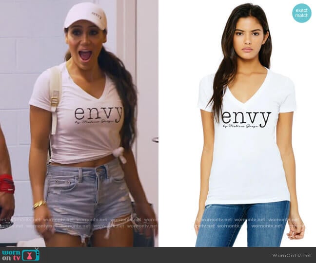 White Envy Tee by Envy worn by Melissa Gorga on The Real Housewives of New Jersey