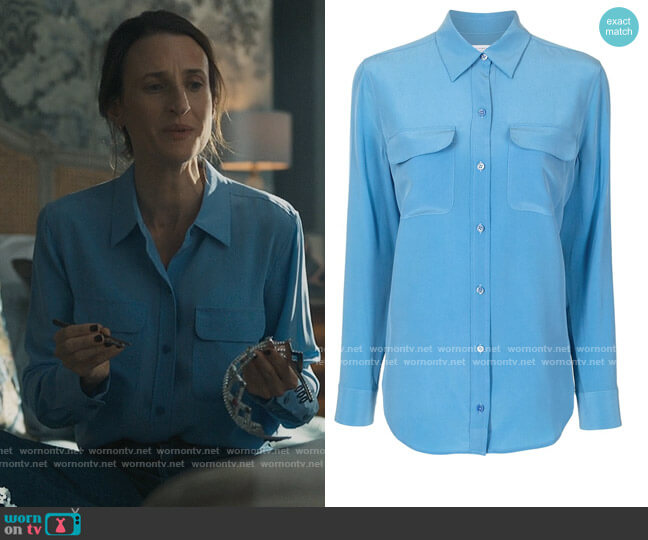 Signature slim-fit silk shirt by Equipment worn by Camille Cottin on Killing Eve