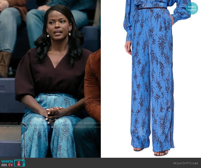 Erdem Hortencia Ottoline Jacquard Wide-Leg Trousers worn by Vivian Banks (Cassandra Freeman) on Bel-Air