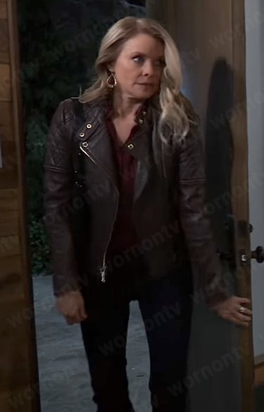 Felicia's brown leather jacket on General Hospital