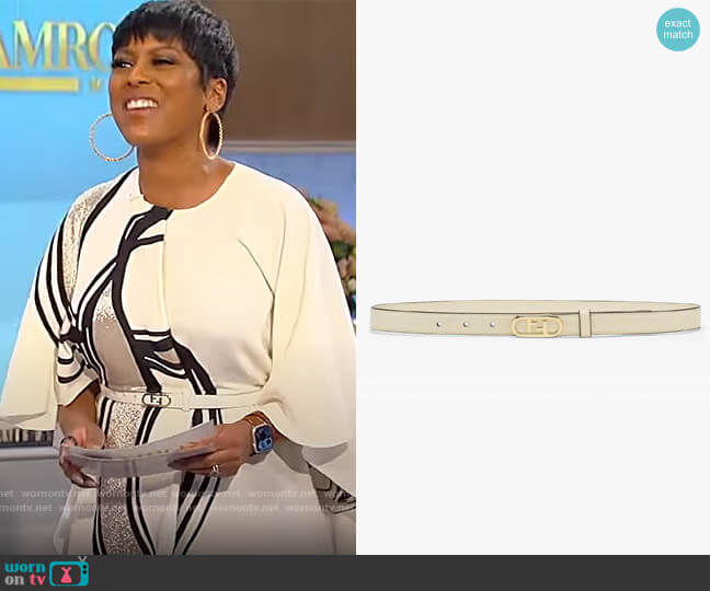 White Leather Belt by Fendi worn by Tamron Hall on Tamron Hall Show