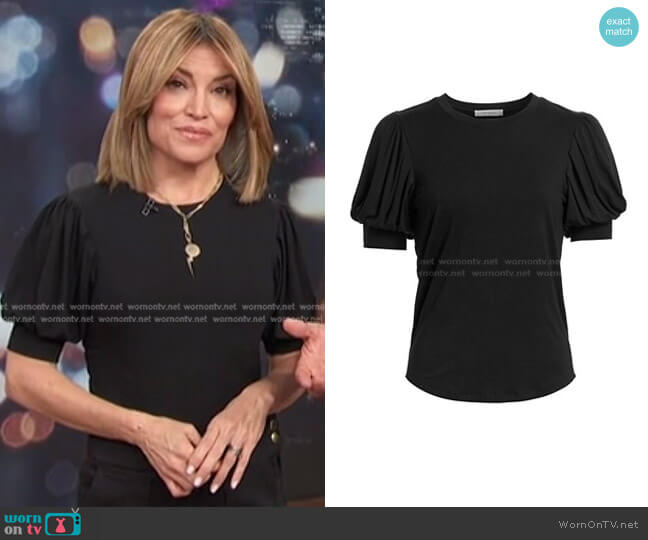 Balloon Sleeve Tee by Frame worn by Kit Hoover  on Access Hollywood