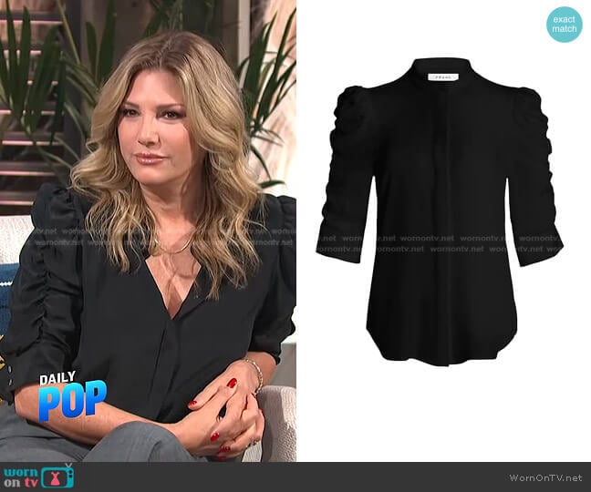 Shirred Sleeve Silk Blouse by Frame worn by Daisy Fuentes on E! News Daily Pop