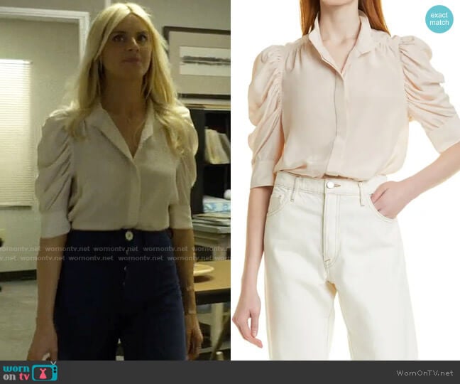 Frame Gillian Blouse worn by Amy (Eliza Coupe) on Pivoting