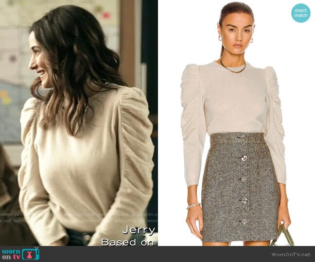 Frame Shirred Sleeve Sweater worn by Lana Lang Cushing (Emmanuelle Chriqui) on Superman and Lois