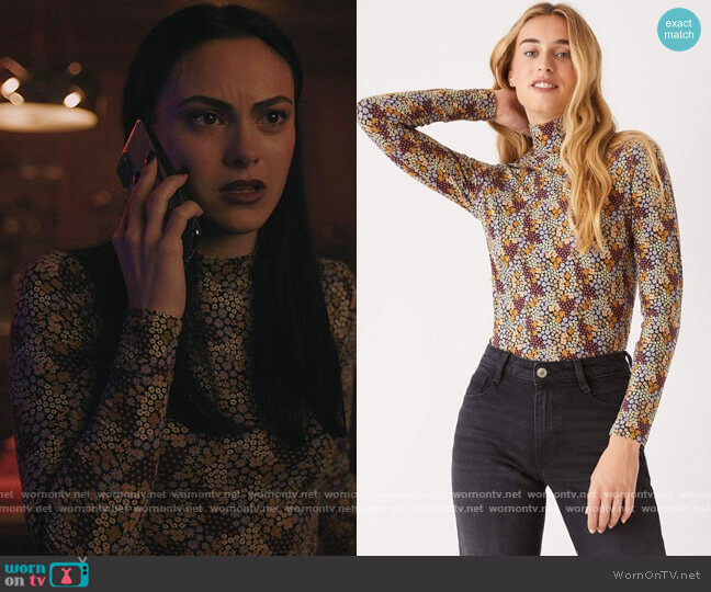 The Long Sleeve Printed Mock Neck by Frank and Oak worn by Veronica Lodge (Camila Mendes) on Riverdale