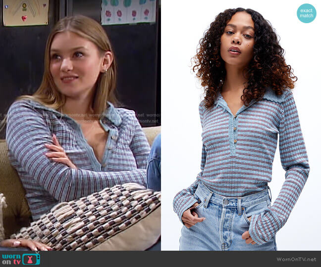 Delilah Top by Free People worn by Alice Caroline Horton (Lindsay Arnold) on Days of our Lives