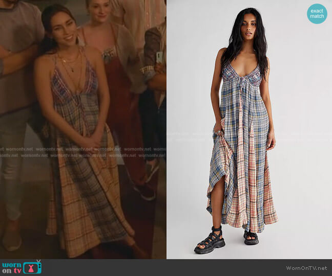 Plaid June Bug Maxi Dress by Free People worn by Isabella (Priscilla Quintana) on Good Trouble