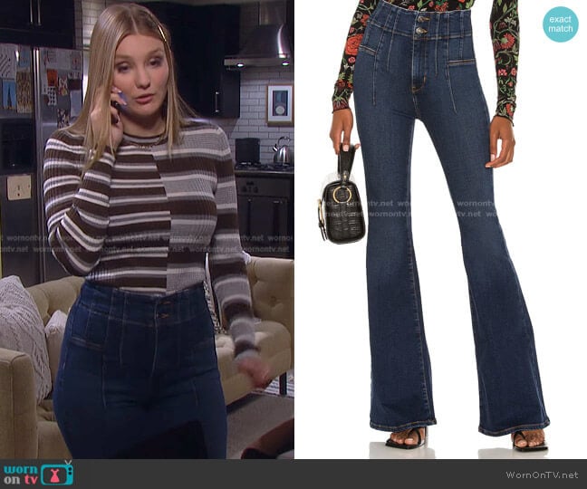 We The Free Jayde Flare Jeans by Free People worn by Alice Caroline Horton (Lindsay Arnold) on Days of our Lives