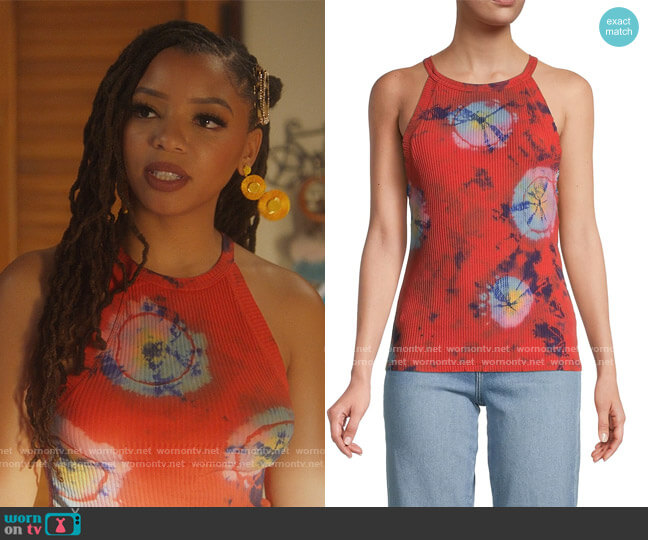 Easy Breezy Tie-Dye Tank Top by Free People worn by Jazlyn Forster (Chloe Bailey) on Grown-ish