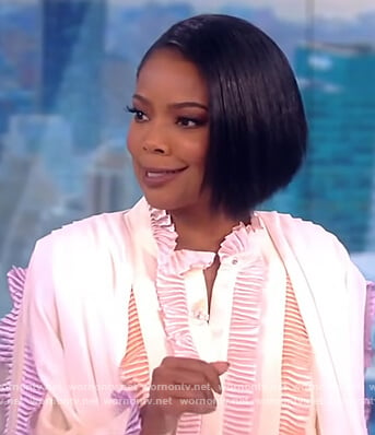 Gabrielle Union's white frill ruffle blouse on The View