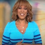Gayle’s blue striped ribbed dress on CBS Mornings