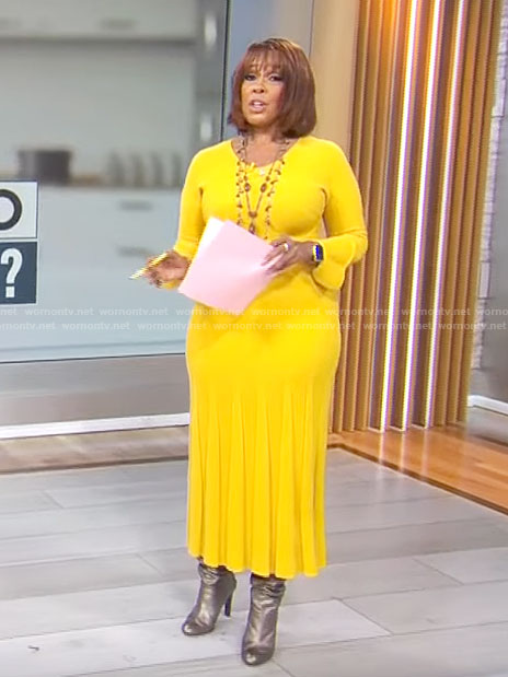 WornOnTV: Gayle King's yellow monogram print dress on CBS Mornings, Gayle  King