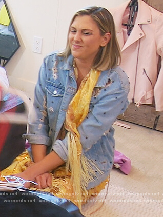 Gina's distressed denim jacket on The Real Housewives of Orange County