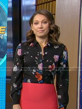 Ginger’s black floral blouse on Good Morning America