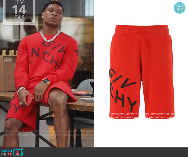 Refracted Embroidered Shorts by Givenchy worn by Christian King (Ashlee Brian) on The Kings of Napa