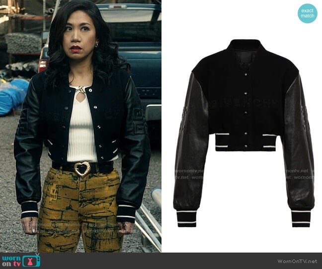 Givenchy Cropped Bomber Jacket worn by Melody Bayani (Liza Lapira) on The Equalizer