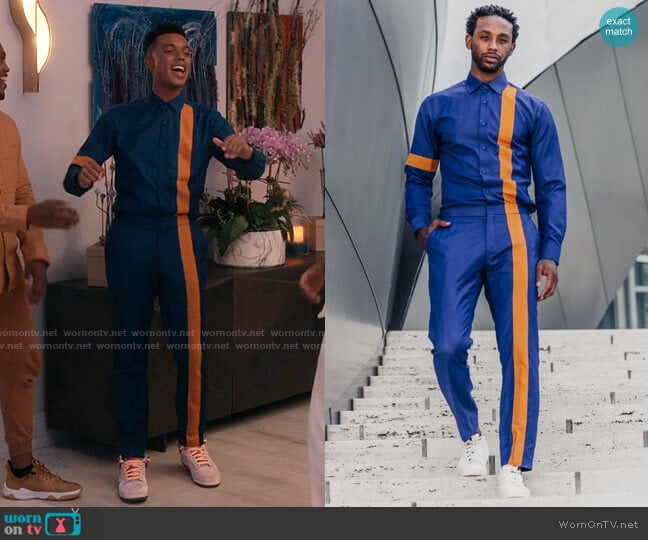 Grayscale Image Consulting Line it Up Set in Classic Blue & Amber by  worn by Will Smith (Jabari Banks) on Bel-Air