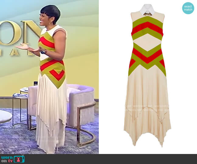 Chevron Vintage Web Dress by Gucci worn by Tamron Hall on Tamron Hall Show