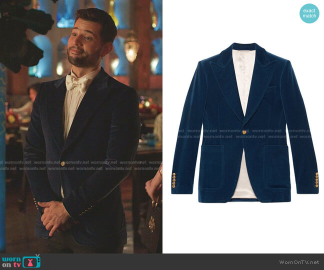 Velvet Formal Jacket by Gucci worn by Sam Flores (Rafael de la Fuente) on Dynasty