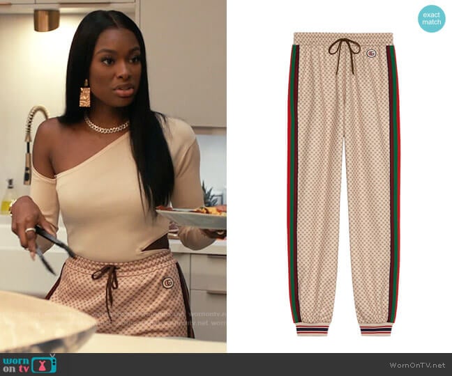 Gucci Interlocking G-print Track Pants worn by Hilary Banks (Coco Jones) on Bel-Air