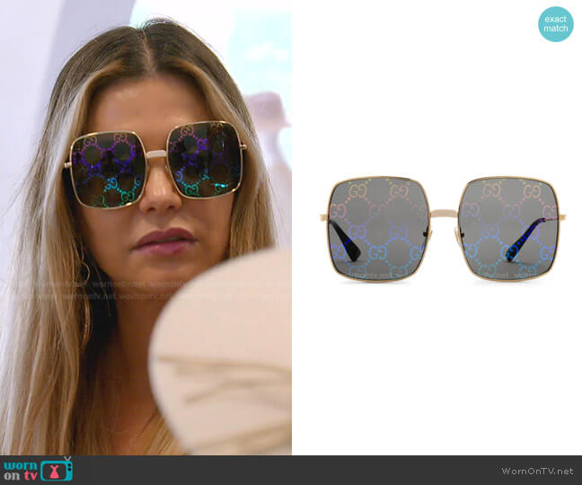 Rectangular-Frame Sunglasses by Gucci worn by Adriana de Moura  on The Real Housewives of Miami