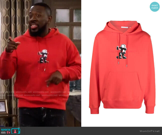 Helmut Lang Figure print hoodie worn by Malcom (Sheaun McKinney) on The Neighborhood