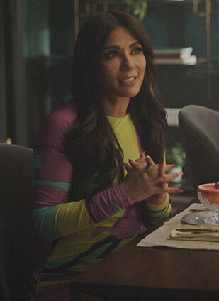 Hermione's multicolored mesh dress on Riverdale