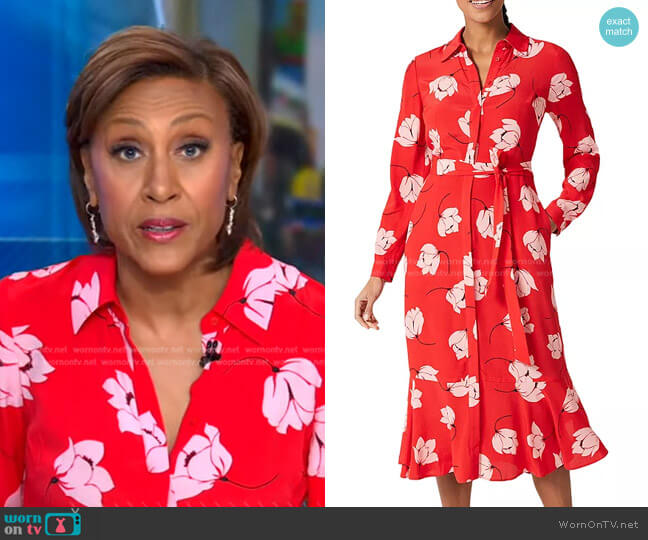 Orelia Floral Print Midi Dress by Hobbs London worn by Robin Roberts on Good Morning America