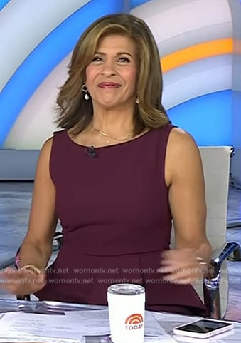 Hoda’s burgundy peplum top and pants on Today