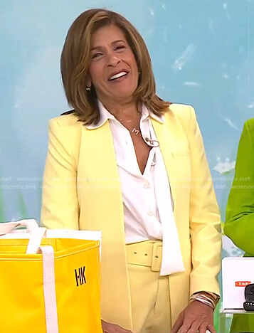 Hoda’s yellow blazer and belted pants on Today