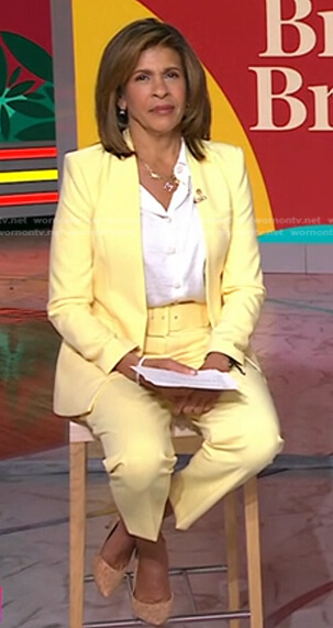 Hoda’s yellow blazer and belted pants on Today