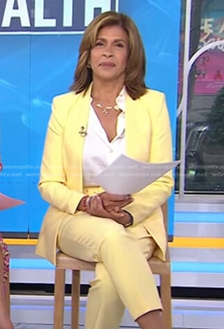 Hoda’s yellow blazer and belted pants on Today