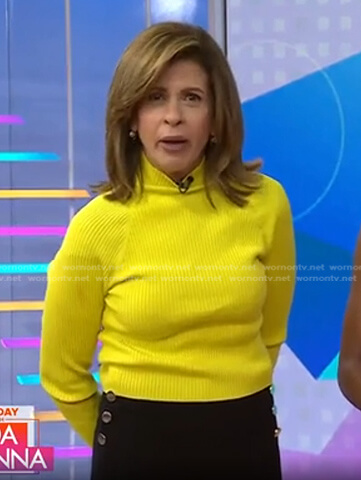 Hoda’s yellow ribbed sweater and black pants on Today
